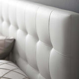 Lily White Upholstered Vinyl Queen Headboard - Ornate Home