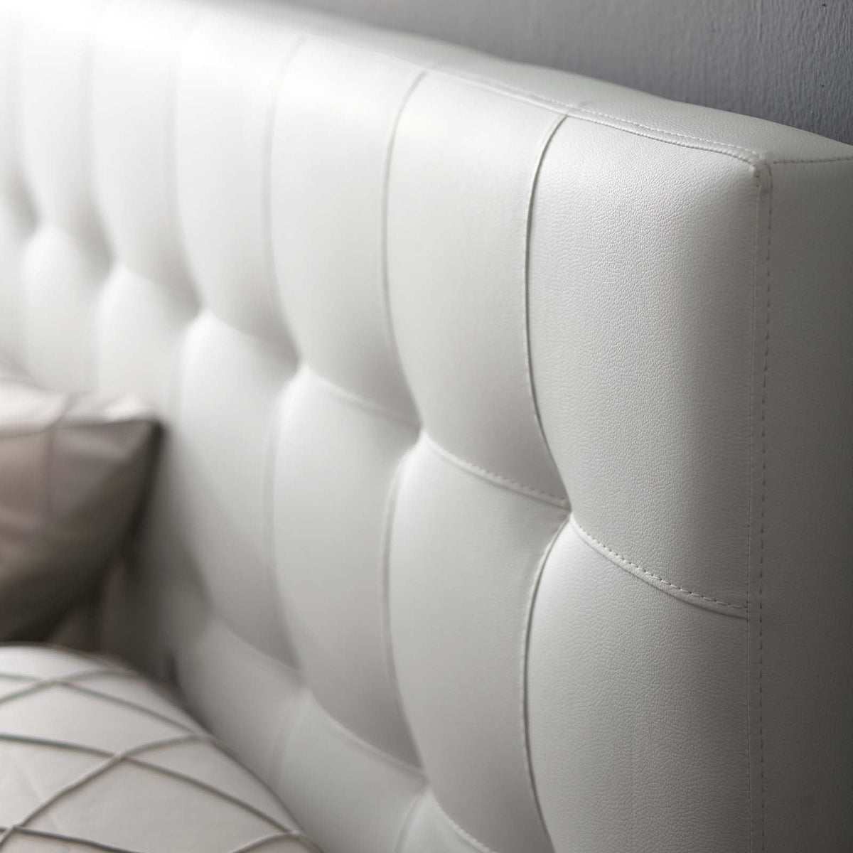 Lily White Upholstered Vinyl Queen Headboard - Ornate Home