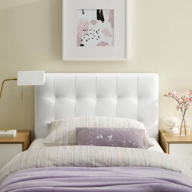 Lily White Upholstered Vinyl Twin Headboard - Ornate Home