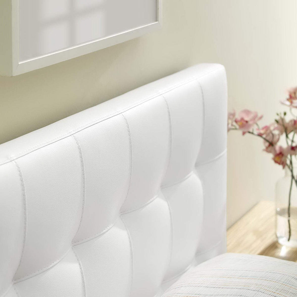 Lily White Upholstered Vinyl Twin Headboard - Ornate Home