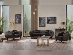 Lima Black 3-pieces (Sofa & Loveseat & Chair) Living Room Set - Ornate Home