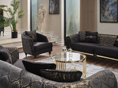 Lima Black 3-pieces (Sofa & Loveseat & Chair) Living Room Set - Ornate Home