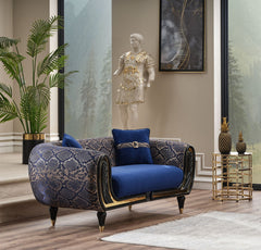 Lima Blue Stationary Loveseat - Ornate Home