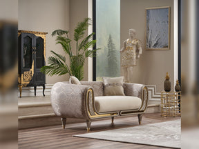 Lima Cream Stationary Loveseat - Ornate Home