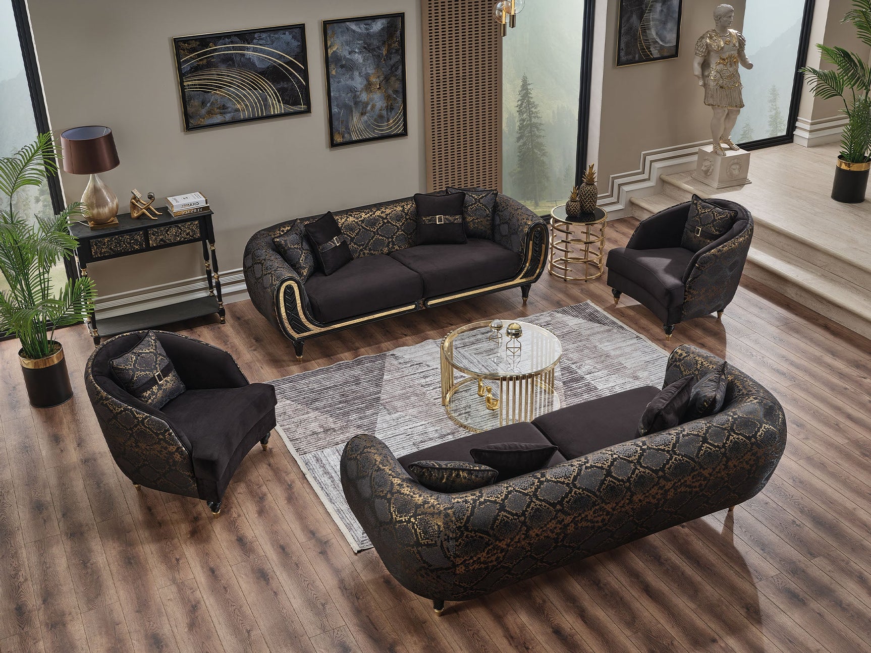 Lima Black 3-pieces (Sofa & Loveseat & Chair) Living Room Set