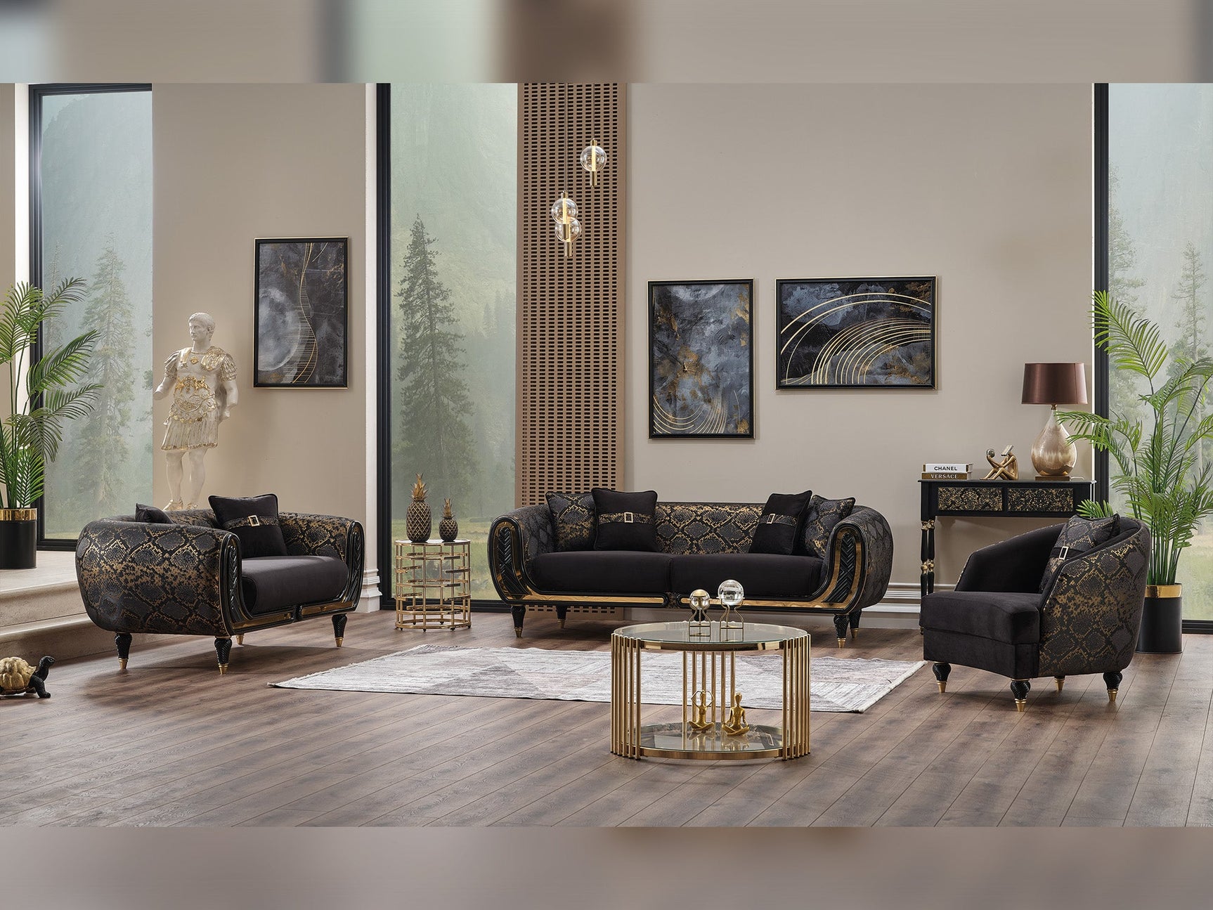 Lima Black 3-pieces (Sofa & Loveseat & Chair) Living Room Set