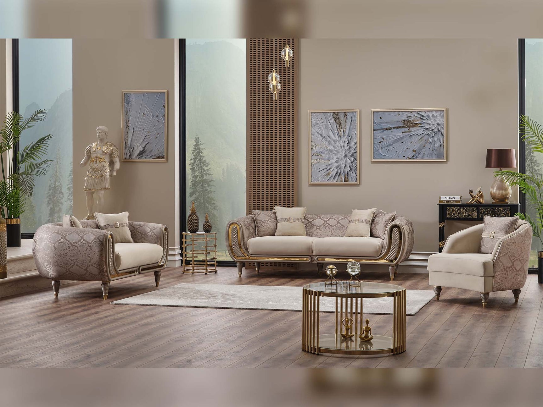 Lima Cream 3-pieces (Sofa & Loveseat & Chair) Living Room Set