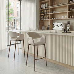 Limay Beige & Walnut Barstool - Ornate Home