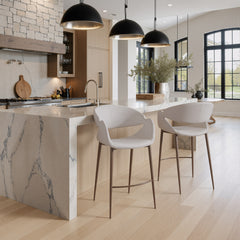 Limay Beige & Walnut Counter Stool - Ornate Home