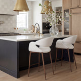 Limay Beige & Walnut Counter Stool - Ornate Home
