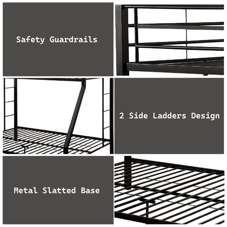 Limbra Sandy Black Bunk Bed (Twin XL/Queen) - Ornate Home