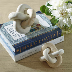 Limestone Link Brown/White Sculptures (Set of 2) - Ornate Home