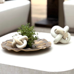 Limestone Link Brown/White Sculptures (Set of 2) - Ornate Home