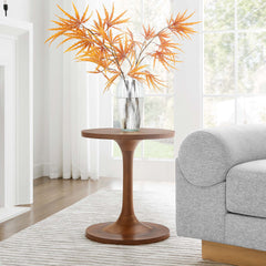 Lina Walnut Round Wood Side Table - Ornate Home