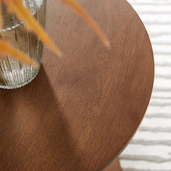 Lina Walnut Round Wood Side Table - Ornate Home