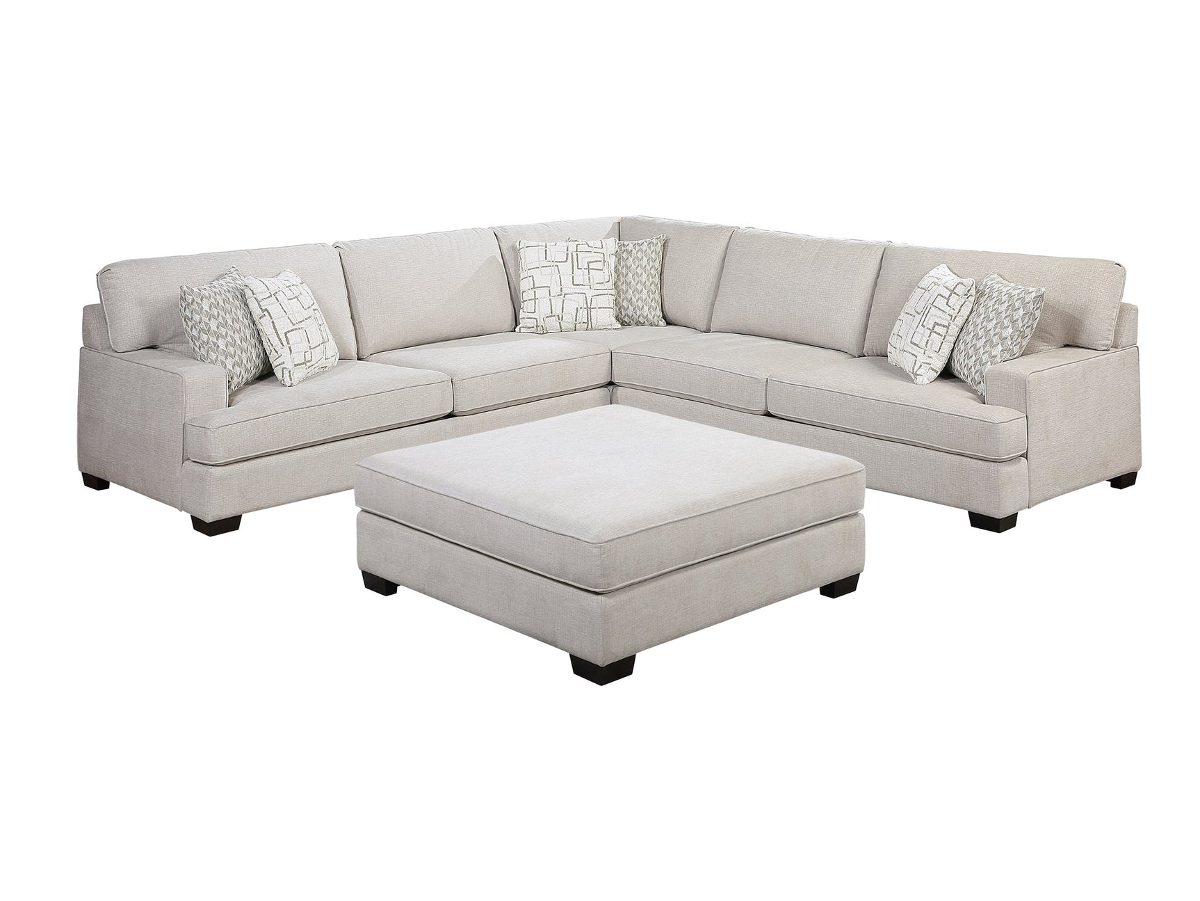 Lincoln Beige 4-Piece Sectional w/ Ottoman - Ornate Home