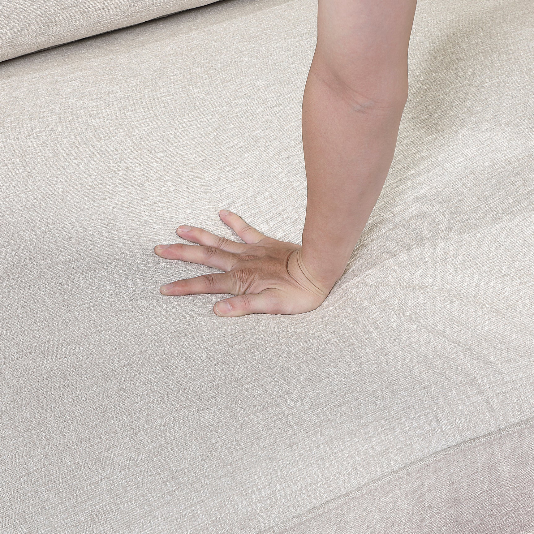 Lincoln Hall Beige Ottoman - Ornate Home