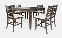 Lincoln Square Dark Espresso/Cream Ext Counter Dining Table w/ 4 Stools, Bench - Ornate Home