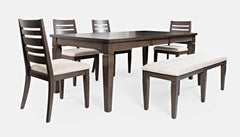 Lincoln Square Dark Espresso/Cream Ext Dining Table w/ 4 Chairs, Bench - Ornate Home
