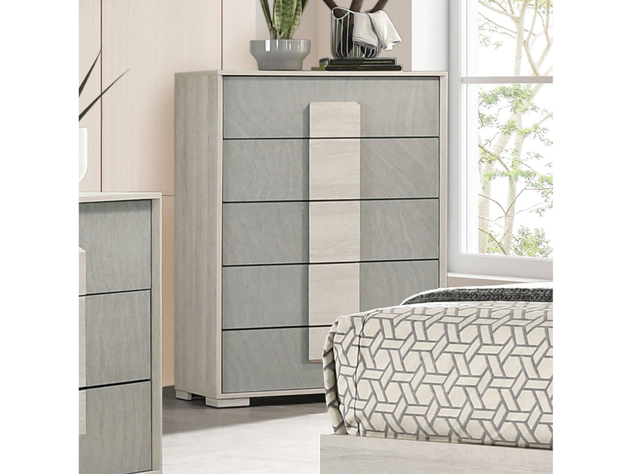 Lincolt Whitewash/Stone Gray Chest - Ornate Home