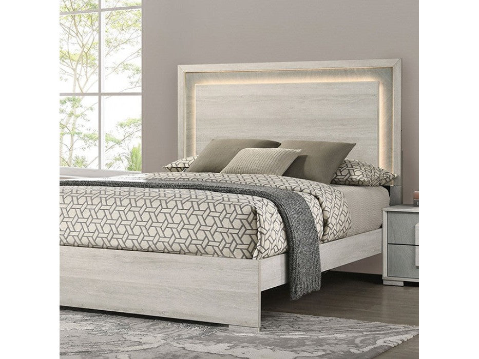 Lincolt Whitewash/Stone Gray Full Bed - Ornate Home