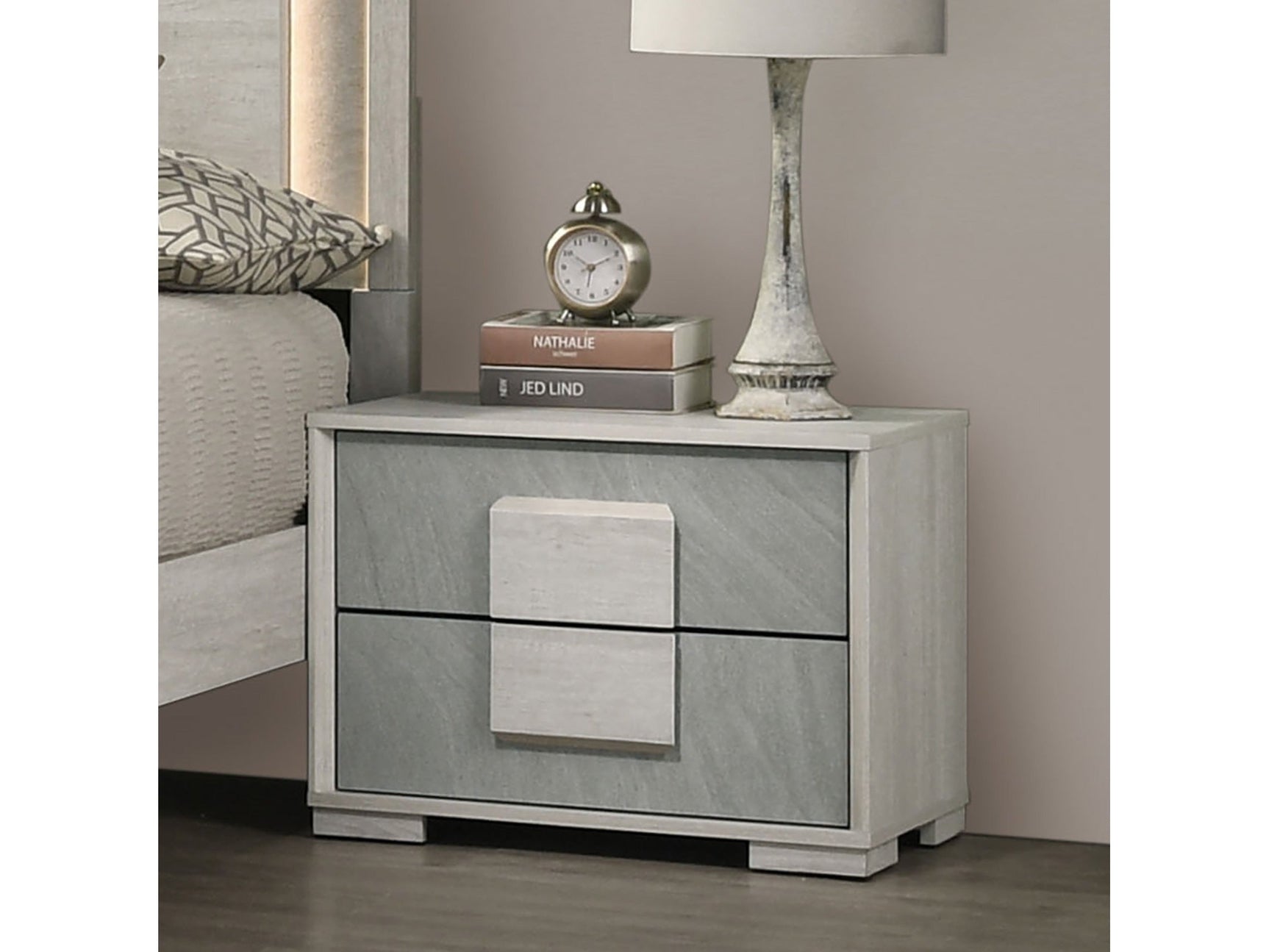 Lincolt Whitewash/Stone Gray Nightstand - Ornate Home