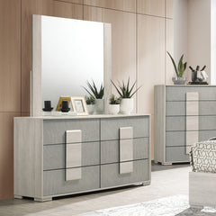 Lincolt Whitewash/Stone Gray Queen 4 Piece Bedroom Set - Ornate Home
