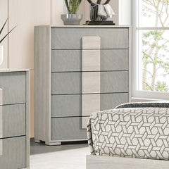 Lincolt Whitewash/Stone Gray Queen 5 Piece Bedroom Set w/Chest - Ornate Home