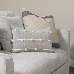 Linda Navy/Cream/White 13x21 Pillow Cover with Down Filler (Set of 2) - Ornate Home