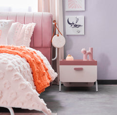 Linda Pink/White Kids Room Set (Twin Bed & Study Desk & Nightstand) - Ornate Home