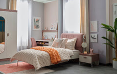 Linda Pink/White Twin Bed With Headboard - Ornate Home