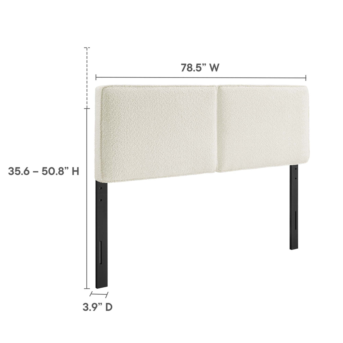 Lindee Cream Boucle Fabric King Headboard - Ornate Home