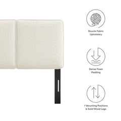 Lindee Cream Boucle Fabric Twin Headboard - Ornate Home