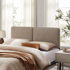 Lindee Oatmeal Boucle Fabric King Headboard - Ornate Home