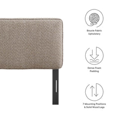 Lindee Oatmeal Boucle Fabric Queen Headboard - Ornate Home