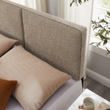 Lindee Oatmeal Boucle Fabric Queen Headboard - Ornate Home