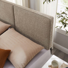 Lindee Oatmeal Boucle Fabric Queen Headboard - Ornate Home