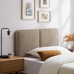 Lindee Oatmeal Boucle Fabric Twin Headboard - Ornate Home