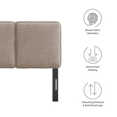 Lindee Oatmeal Boucle Fabric Twin Headboard - Ornate Home