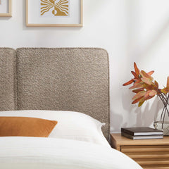 Lindee Oatmeal Boucle Fabric Twin Headboard - Ornate Home