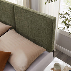Lindee Sage Boucle Fabric Queen Headboard - Ornate Home