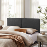 Lindee Slate Boucle Fabric Full Headboard - Ornate Home