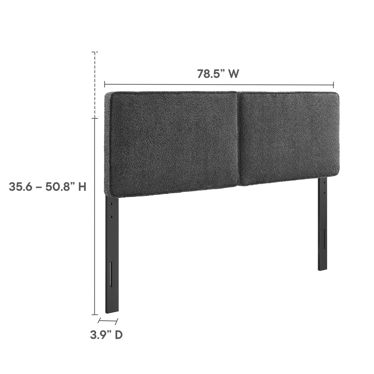 Lindee Slate Boucle Fabric King Headboard - Ornate Home