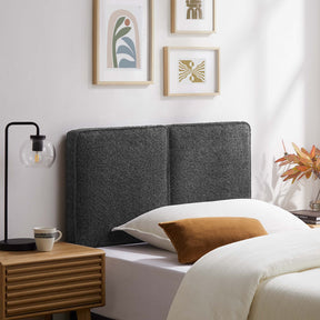 Lindee Slate Boucle Fabric Twin Headboard - Ornate Home