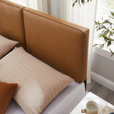 Lindee Tan Vegan Leather Full Headboard - Ornate Home