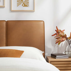 Lindee Tan Vegan Leather Twin Headboard - Ornate Home