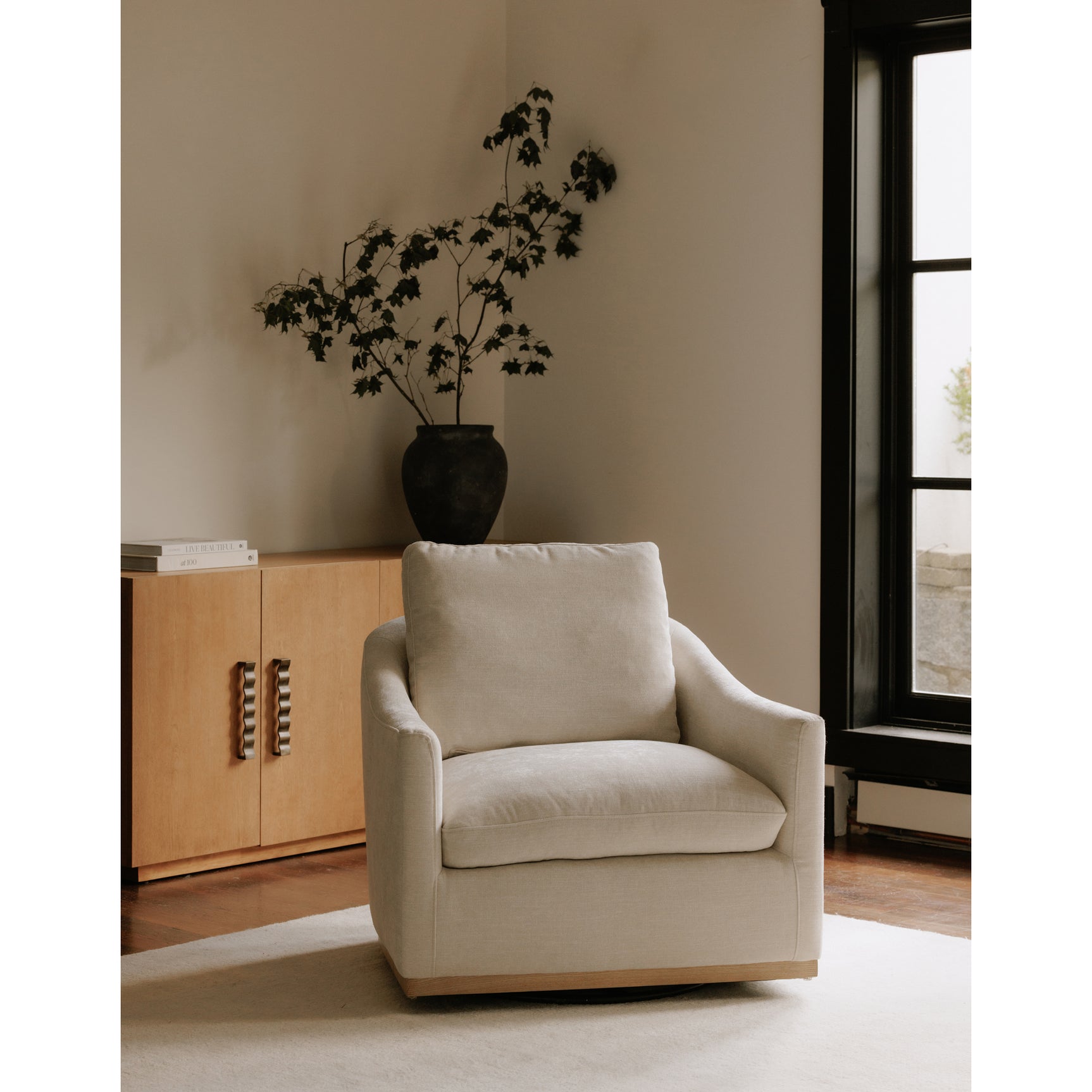 Linden Beige Swivel Chair - Ornate Home