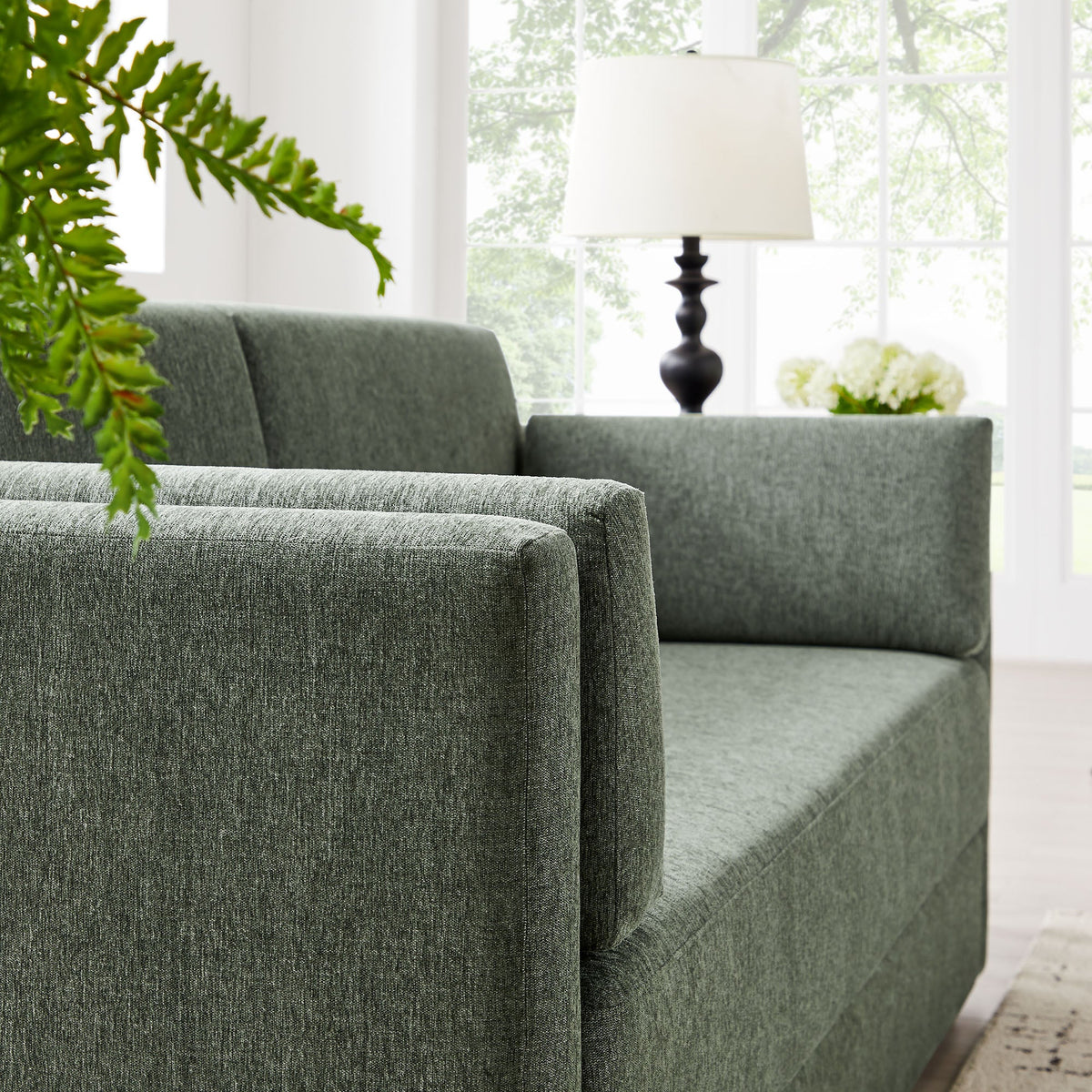 Linden Eucalyptus Upholstered Heathered Chenille Sofa - Ornate Home