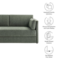 Linden Eucalyptus Upholstered Heathered Chenille Sofa - Ornate Home