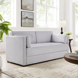 Linden Newsprint Upholstered Heathered Chenille Sofa - Ornate Home